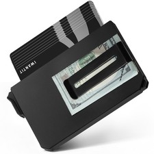 Pop Up Wallet for Men, Slim Minimalist Credit Card Holder with Money Clip - M...