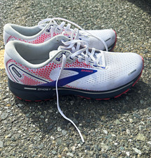 Brooks Ghost Men's Low Top Mesh Lace-Up Running Sneakers White Blue Pink