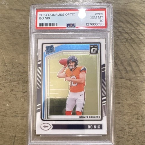 Panini 2024 Donruss Optic Bo Nix Rated Rookie #209 PSA 10 Broncos NFL Football
