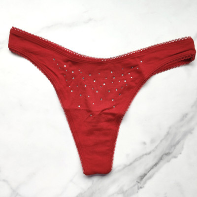 Victoria's Secret Stretch Cotton Scatter Shine High-Leg Scoop Thong Size S