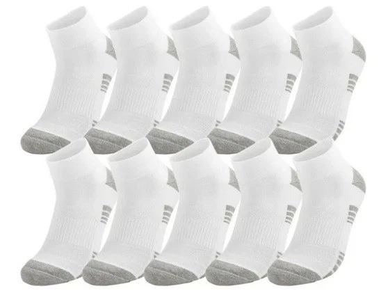 Member's Mark Men Quarter Socks 74% Cotton Sizes 6-12 WHITE MADE IN USA 10 PAIR