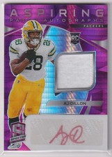 NFL AJ DILLON JERSEY Autographed Rookie Card 2020 Panini Spectra Aspiring Patch