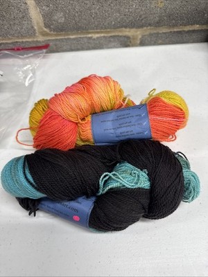 Lizard Toes Art  Hermie  Yarn Colors Night Splash & Tiger Lily 2 Skein Lot