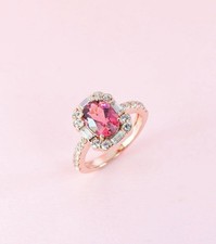 Cushion Cut Pink Sapphire Ring 925 Sterling Silver Engagement Ring.