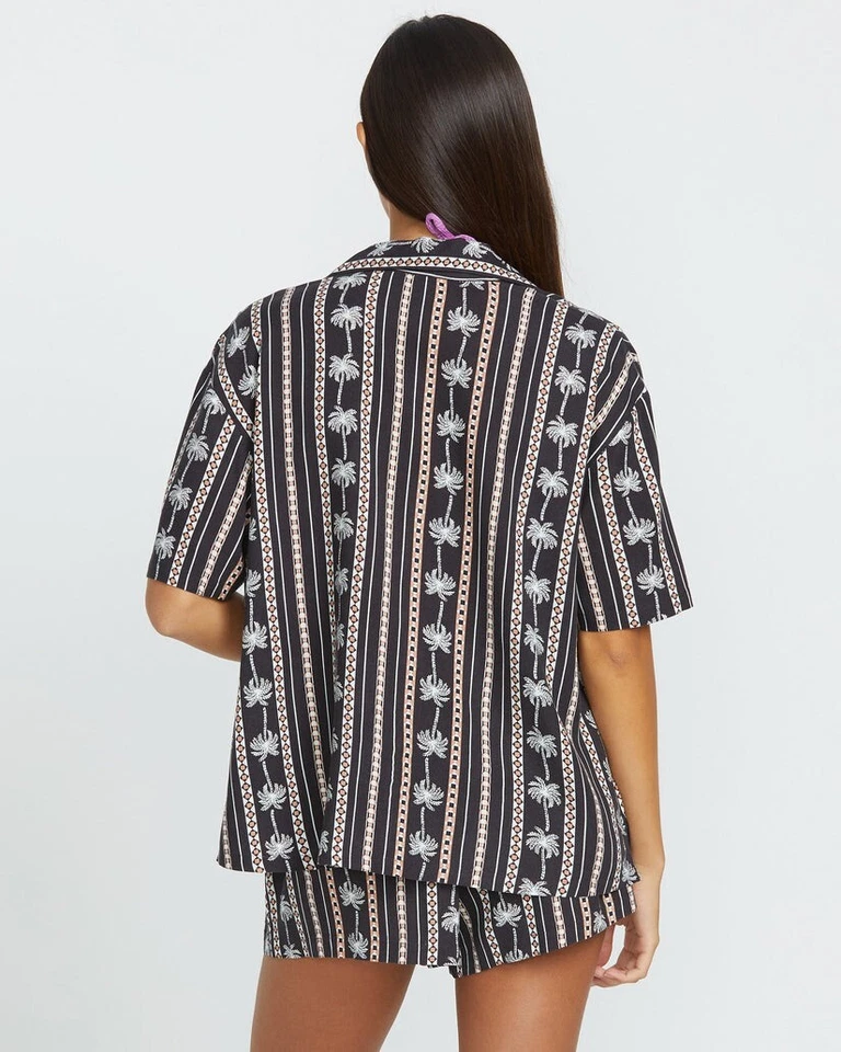 VOLCOM - Womens Sun Stunner Short Sleeve Shirt - Black Combo - Summer Shirt - Image 3 of 3
