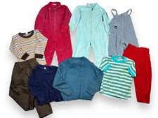 9pc Lot Vtg Baby Clothes Sz 3 Overalls Romper Striped Shirt Corduroy Pants 60/70