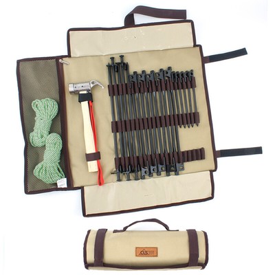 Tent Pegs Bag Camping Tent Accessories Hammer Wind Rope Tent Nail Storage SP