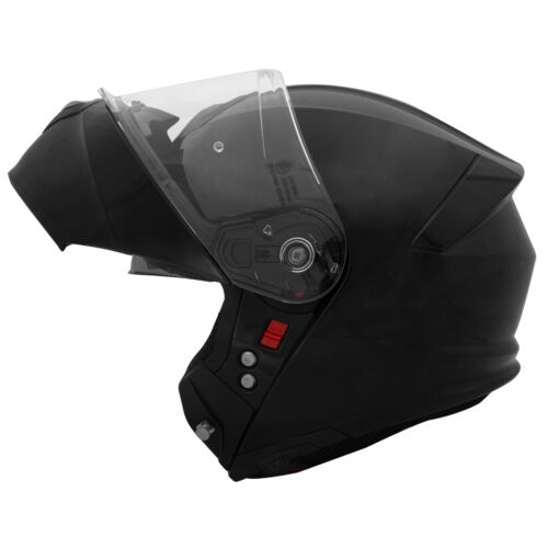 ZORAX ZOR-838 Flip Up Motorcycle Gloss Black Helmet Motorbike With Inner Visor - Picture 3 of 19