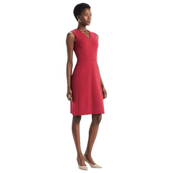 M.M.Llafleur Size 4-XS Women's Red Solid Fit And Flare Dress