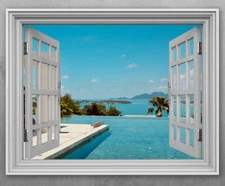 Poster - Pool in Paradise Window - Choose Unframed Poster or Canvas