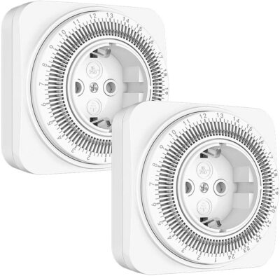 DEWENWILS Mechanische Zeitschaltuhr Steckdose 24 Stunden Analog Timer 2 Packs