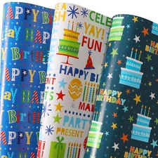 Birthday Wrapping Paper - Gift Wrapping Paper for Boys Girls Kids Men Women w...