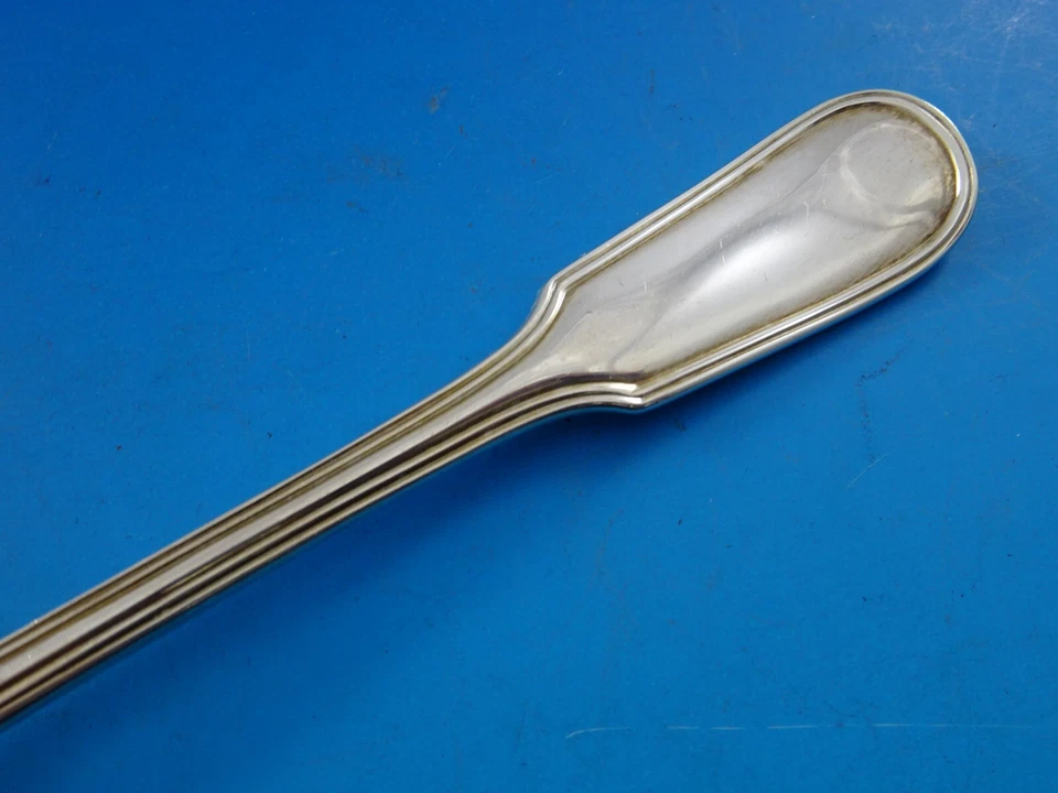 Fiddle Thread by James Robinson Sterling Silver Place Soup Spoon handle up 7 1/8 - Image 2 of 4