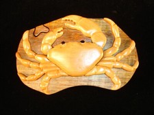 Hand crafted 3D Intarsia Wood Art CRAB Puzzle Wooden Box