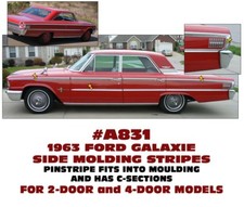 A831 1963 Ford Galaxie - Side Molding Pinstripe And C-stripe Section