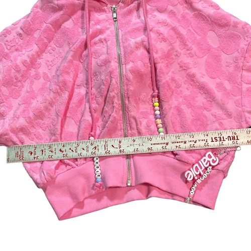 Barbie Forever 21 Pink Athletic Top Zip Up Terry Cloth Long Sleeve - Picture 5 of 7