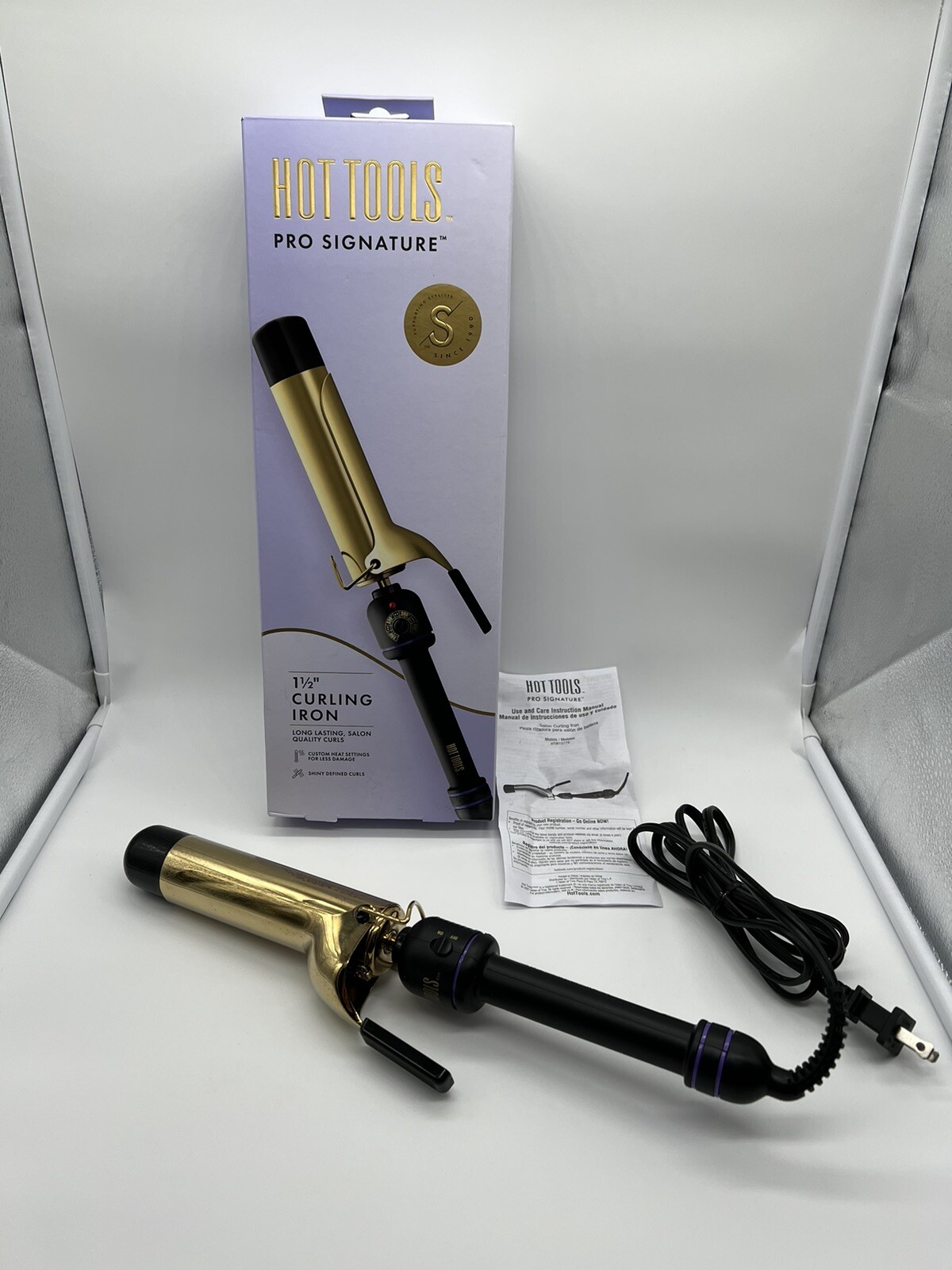 Hot Tools Pro Signature 24K Gold Curling Iron/Wand | Long-Lasting, 1 1/2 