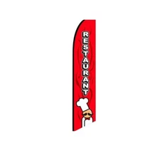 Restaurant Red Swooper Flutter Feather Flag | 3ft W x 11.5ft Tall