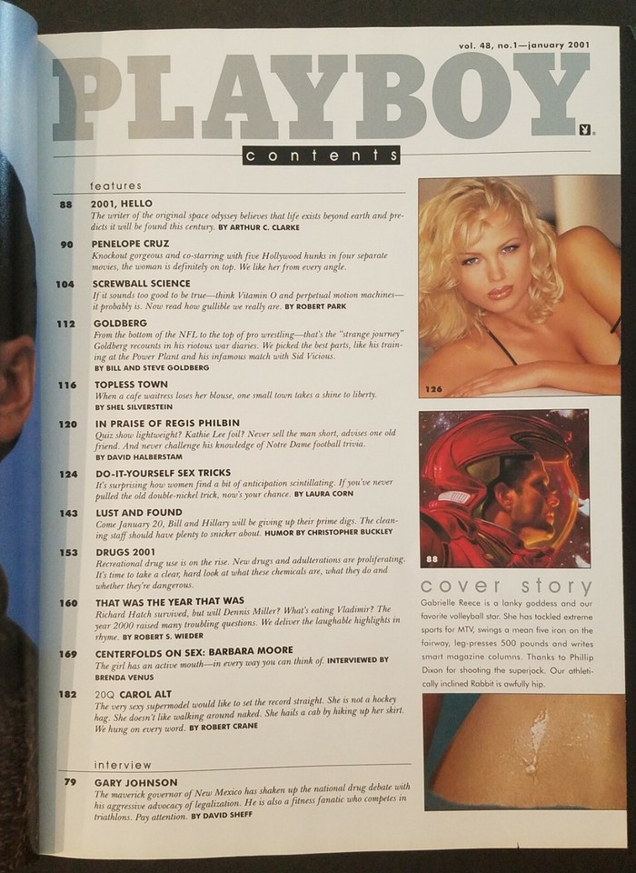 PLAYBOY MAGAZINE January 2001 Gabrielle Reece PLAYMATE CENTERFOLD