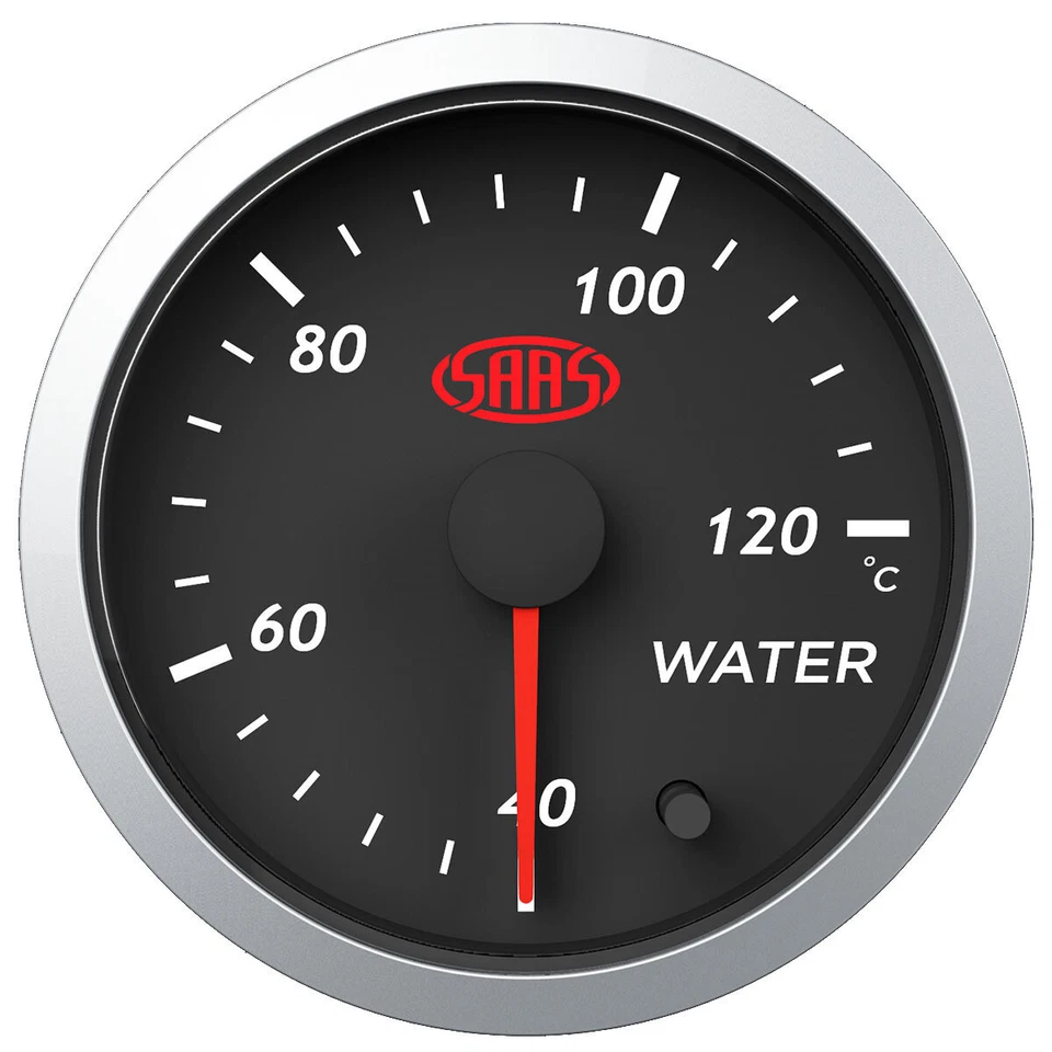 SAAS Water Temp Gauge 40°-120° 52mm Black Street Series SG21220