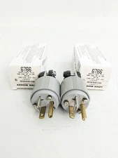 (2) Arrow Hart 6766 Safety-Grip Plug 20A 125V 2P 3 Wire Ground Nema 5-20P