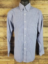Arrow Button Up Shirt Wrinkle Free Large 16 34/15 Blue Men Chest 46" Length 29"