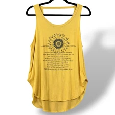 Dirtee Laundry Tank Top Womens Sz M Yellow Sunflower Inspire Graphic Cutout Tee