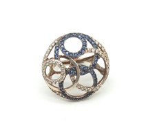 925 Sterling Silver Cut-out Circle CZ Dome Ring Size: 7.5