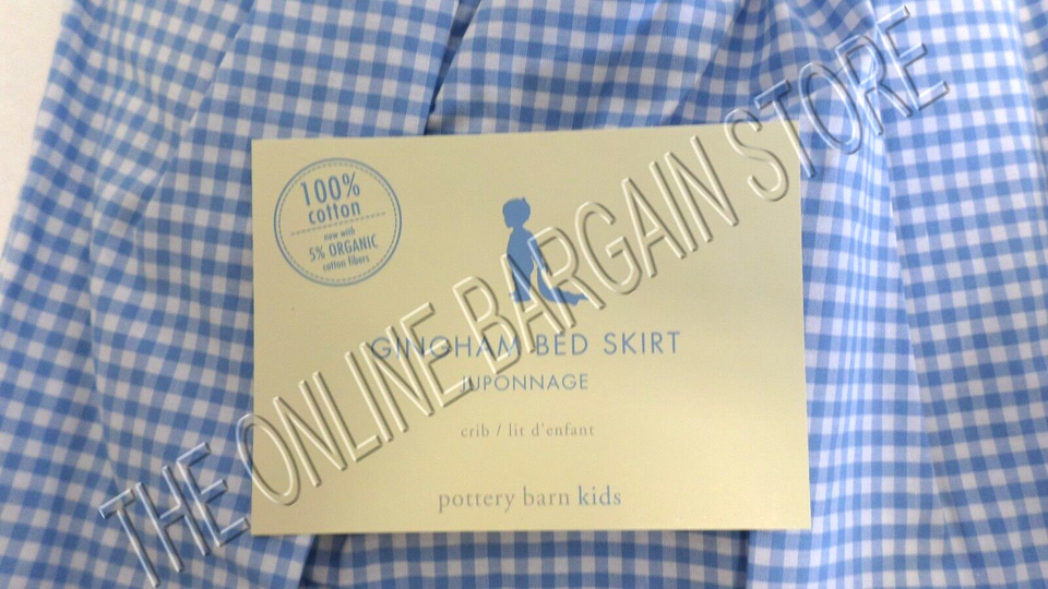 Pottery Barn Kids Gingham Check Dust Ruffle Crib Baby Nursery Bed Skirt ...