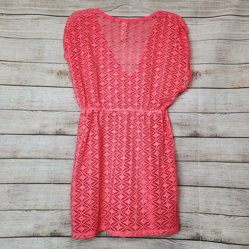 Miken Swim Swimsuit Cover Up Neon Pink Mesh Size Medium Sleeveless - Picture 8 of 13