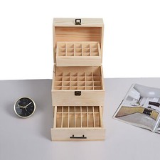 3 Tiers Essential Oil Storage Box, Display Case Wood Container Organizer Wooden