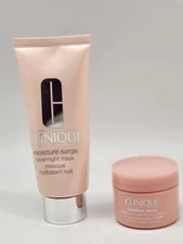 CLINIQUE Moisture Surge 2 Pc Set 100H Hydrator 1 Oz + Overnight Mask 3.4 Fl Oz