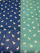 Geese Cohama/Riverdale  1987 fabric samples lot of 2- (1) Blue, (1) Turquoise