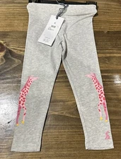 NWT Joules Emilia Luxe Gray Pink Giraffes Leggings Size 4 Years 4T