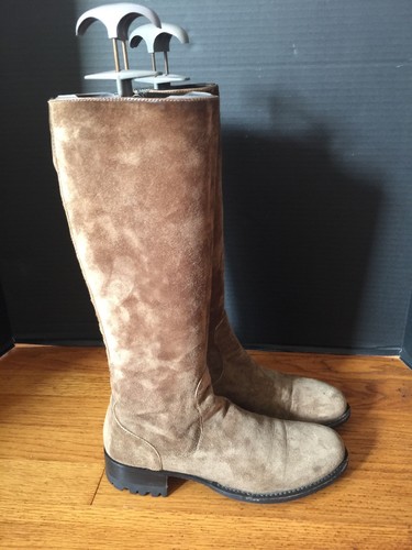 Rocco P Tall Brown suede boots italy women's EU 37 size 7 vibram sole Zipper - Picture 2 of 8
