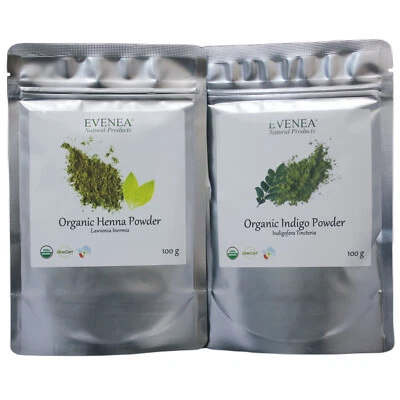 100g ORGANIC Henna powder + 100g ORGANIC Indigo powder - Pure, Natural Hair Dye