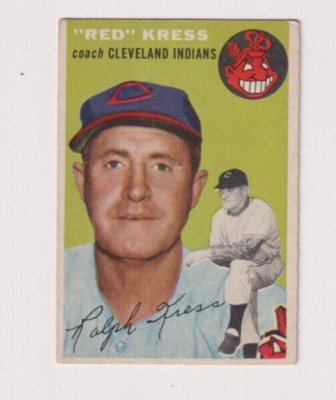 RALPH RED KRESS 1954 TOPPS BASEBALL VINTAGE BASEBALL CARD #160 CLEVELAND INDIANS