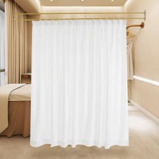 White Partition Curtain With U-Shape Tube Privacy Partition Curtain Room Divider