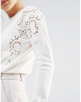 Ted Baker Off White Lace Insert Sweater, Size 4 (equal Us 12) Ted Baker Off White Lace Insert Sweater, Size 4 (equal Us 12)