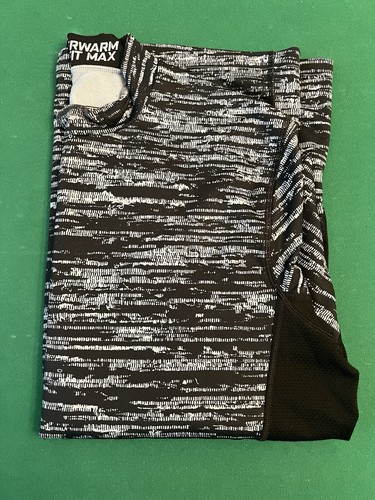 Nike Pro Combat Shirt Men Large Grey Black Mock Neck Hyperwarm Dri Fit Max - Picture 11 of 12