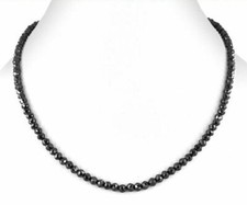 Black Diamond Necklace with 925 Silver Clasp 6mm Super Shine Size 18,22,26 inch