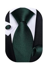 Mens Solid Color Tie and Pocket Square Set Woven Silk Plain Necktie Handker...