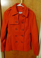 Maria Womens Tailored Wool Blend Pea Coat Size Xs, Pumpkin Spice (free Ship)