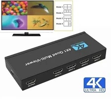 4K HDMI Multi-viewer 4X1 Quad Screen Viewer 4 In 1 Seamless HDMI Switcher Switch