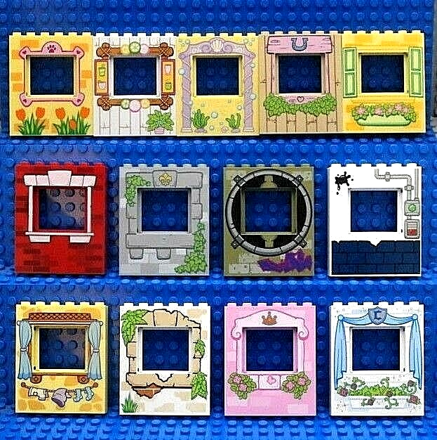 【レトロ品】ミシェルトーマス（LISA ）子供の警官 合板プリント壁掛け LEGO WALL PANEL with WINDOW ~ 1x6x6 Castle House Brick Flower Box