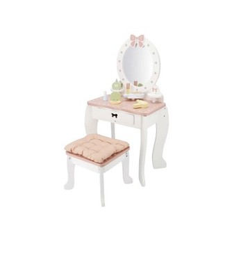 Schminktisch Set Schminktisch mit Spiegel und Hocker Kinder Kids Holz Rosa Neu