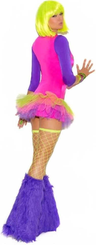 Mini vestido Elegant Moments Raven Bones tule neon médio luz negra reativo novo - Imagem 4 de 4