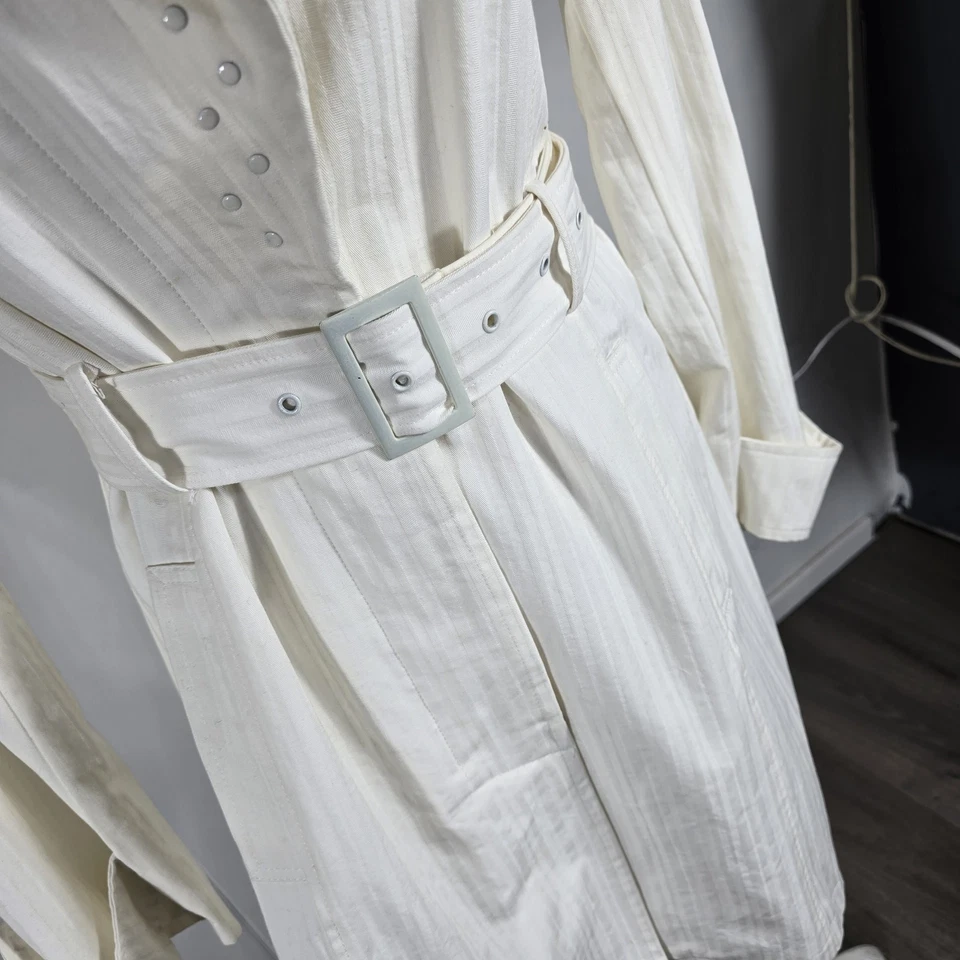 Chaqueta estilo trinchera 100 % algodón color crema Yoki Wms L S44 Foto 4 de 4