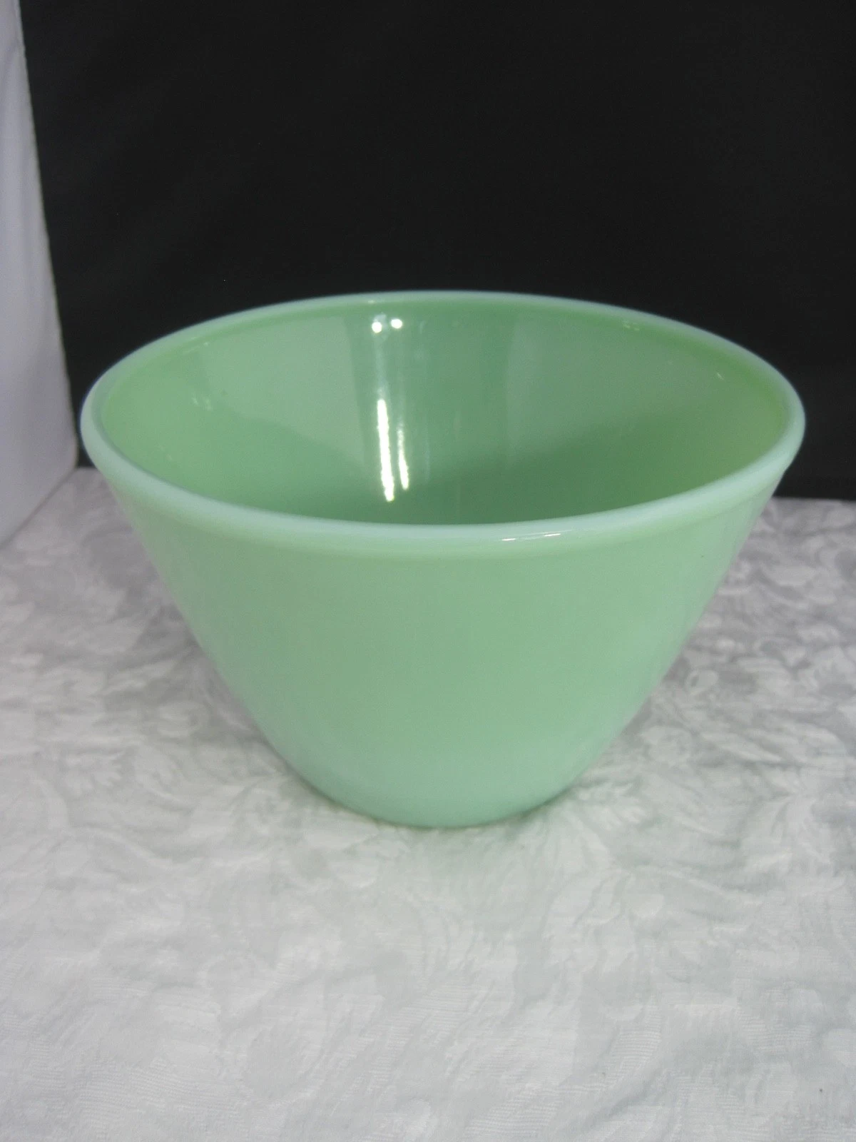 Vintage 1950s Fire King Jadeite Oven Ware Splash Proof Bowl 5'' Tall Green USA