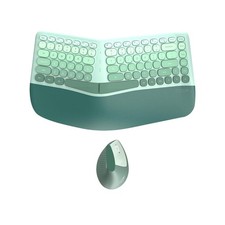 Ergonomic Wireless Keyboard and Mouse Combo with Wrist Rest, Curved Split Key...